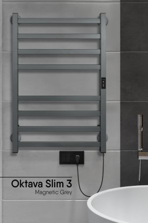 Полотенцесушитель электрический Indigo Oktava Slim 3 LСLOKS3E80-50MGRt 55х80 серый