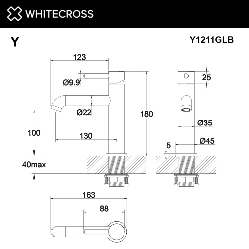 Смеситель для раковины Whitecross Y brushed gold Y1211GLB на раковину золото брашированное без термостата - фото 3