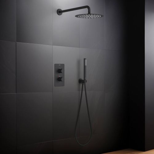 Душевая система Aquatek ЕВРОПА AQ1376MB встраиваемая в стену цвет черный с термостатом - фото 3