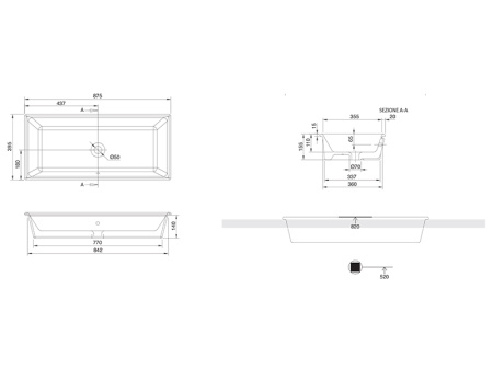 Раковина из санфаянса Scarabeo Gaia-Tech-Miky 8033 88х40 встраиваемая цвет белый