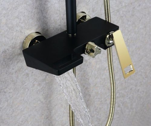 Душевая стойка Bronze de Luxe LT919B настенная цвет черный/золото - фото 4