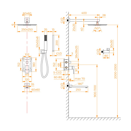 Душевая система RGW Shower Panels (Шоувер панелс) 51140856-04 встраиваемая в стену цвет черный