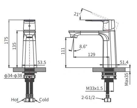Смеситель Arrow AMP11848J на раковину золото