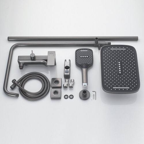 Душевая стойка Shevanik S4036T настенная цвет оружейная сталь - фото 4