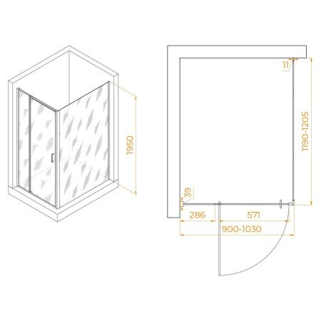 Душевой уголок RGW Passage 350807892-14 120х90 стекло прозрачное профиль черный без поддона