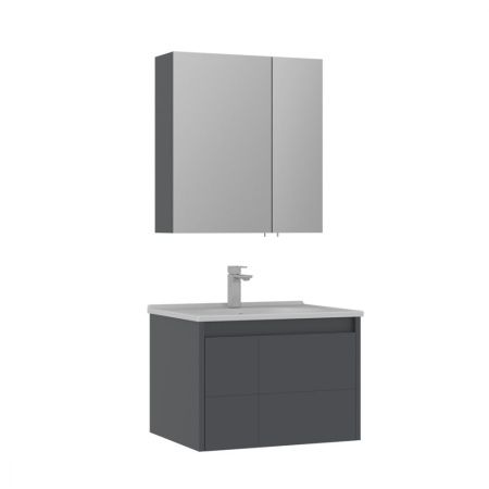 Тумба с раковиной Orka Likya 5002493 70х50 подвесная цвет черный