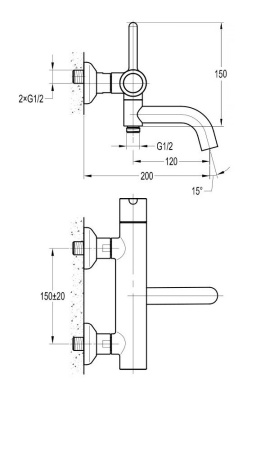 Смеситель Cezares ECO ECO-VD-01 настенный хром