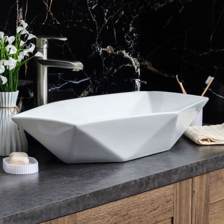 Раковина из сантехнического фарфора Melana 78125-805 60х40 накладная цвет белый без отверстий под смеситель