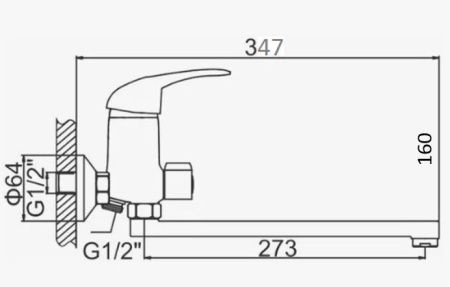 Смеситель для ванны D-Lin D147422-6 настенный хром