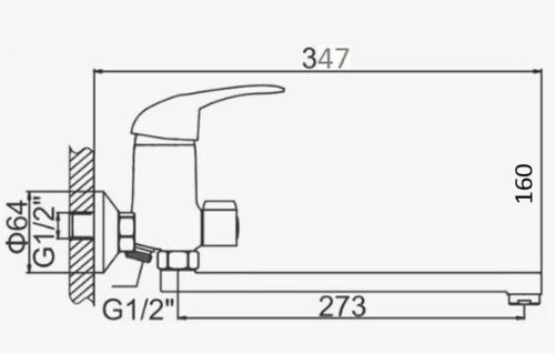 Смеситель для ванны D-Lin D147422-6 настенный хром - фото 2