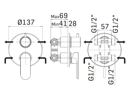 Смеситель для душа Mamoli Sadler 2609PE00600K настенный черный матовый