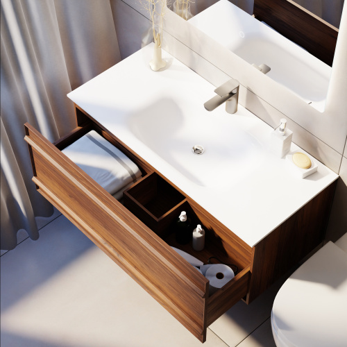 Тумба с раковиной ArtDecco Bridget (Бриджит) ABR10W22S100 100x45x40 подвесная цвет черный орех - фото 4