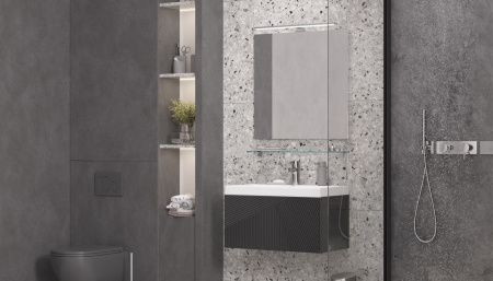 Тумба под раковину Velvex EDGE tp.EDG.9696.70.1Y графит 70х40 подвесная цвет серый