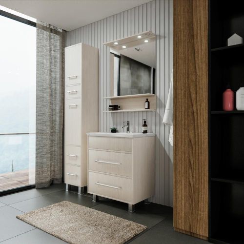 Зеркало с подсветкой Бриклаер 4627125414947 70х90 цвет светлая лиственница - фото 4