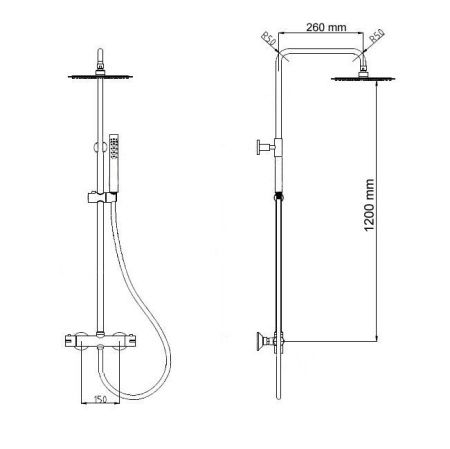 Душевая стойка RGW Shower Panels 21140121-01 настенная цвет хром с термостатом