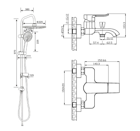 Душевая стойка Agger Happy A0493500 настенная цвет хром