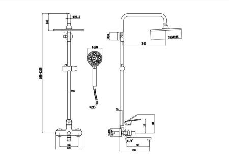 Душевая стойка Savol S-600608A настенная цвет хром
