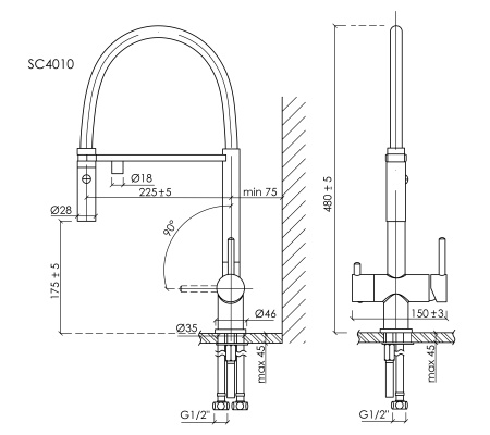 Смеситель для кухни Sancos Imola SC4010MB на мойку черный матовый/черный