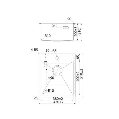 Кухонная мойка IDDIS Haze HAZ43S0i77 43х51 цвет сатин поверхность матовая - фото 2