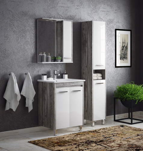 Зеркало-шкаф Corozo Лорена SD-00000294 65х15х74 подвесной цвет белый/коричневый - фото 3 Зеркало-шкаф Corozo Лорена SD-00000294 65х15х74 подвесной цвет белый/коричневый - фото 3