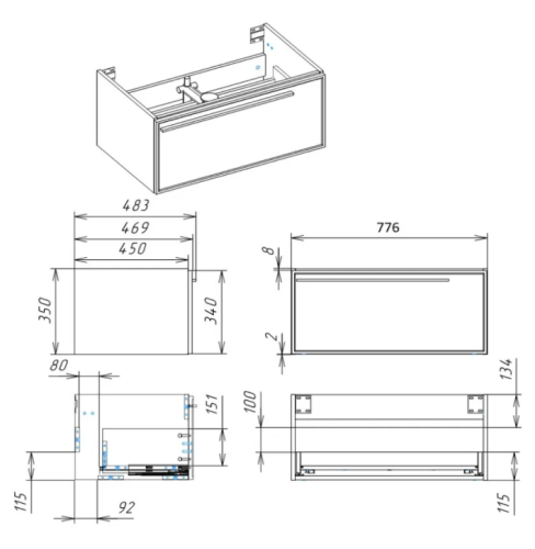 Тумба с раковиной La Fenice ELBA NFNC-01-ELB-C-80-3-80 90х36х49 подвесная цвет бежевый - фото 3