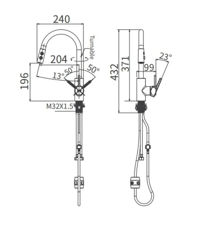 Смеситель для кухни Arrow AG4506 на мойку хром