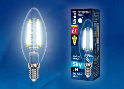 Лампа светодиодная Uniel SKY A (СКЫ А) LED-A60-8W/NW/E27/CL PLS02WH картон - фото 2