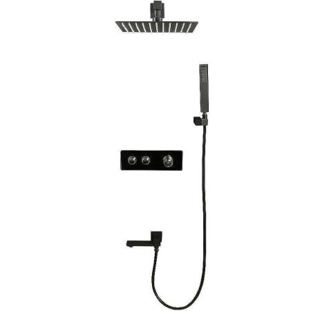 Душевая система ALMAes Olef TVZ-0898 встраиваемая в стену цвет черный с термостатом