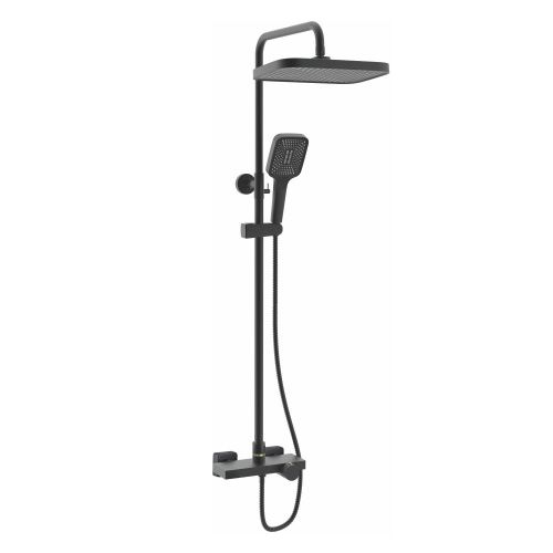 Душевая стойка Rose R1896H-6 настенная цвет черный с термостатом - фото 2