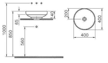 Раковина из сантехнического фарфора Vitra Water Jewels 4334B003-1361 40х40 накладная цвет белый без отверстий под смеситель
