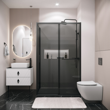 Душевой уголок Grossman Style 120.K33.05.1380.21.10 130х80 стекло тонированное профиль черный матовый без поддона