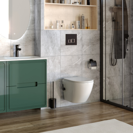 Унитаз подвесной Taliente Amato AM25010 + SMnero белый с сиденьем безободковый смыв торнадо