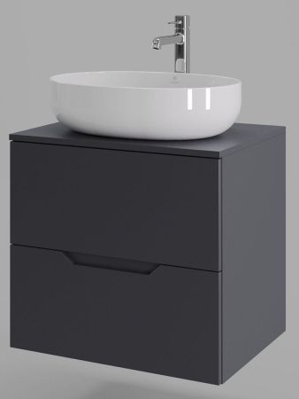 Тумба с раковиной Orange Line Li-60TugMDF+B05-520W 60х50 подвесная цвет черный