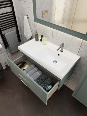 Тумба с раковиной La Fenice CUBO NFNC-01-CUB-G-90-1-90R 90х50 подвесная цвет серый