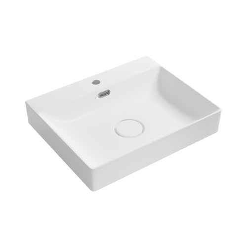 Раковина из сантехнического фарфора Wellsee DeSire 151501000 55х45 накладная цвет белый глянцевый 1 отверстие под смеситель - фото 2