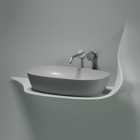 Раковина из сантехнического фарфора Ceramica Nova ELEMENT CN6049MSG 60х38 накладная цвет серый матовый без отверстий под смеситель