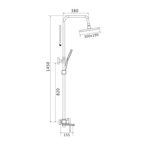 Душевая стойка Shevanik S8536H настенная цвет черный - фото 3