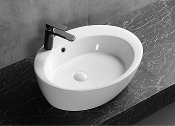 Раковина из сантехнического фарфора Cerutti SPA CR7026A 60х47 накладная цвет белый 1 отверстие под смеситель