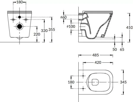 Унитаз подвесной Kerama Marazzi GEOMETRICA CU.wc.02 белый