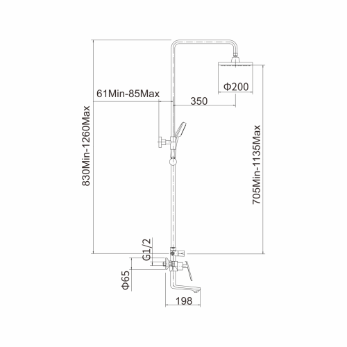 Душевая стойка Fashun A2481-7 настенная цвет черный - фото 3