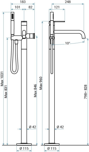 Смесители Emmevi Filobrass 85030ZI/NEO напольный черный матовый - фото 2