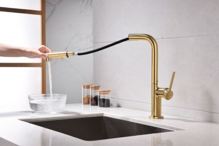 Смеситель для кухни Paulmark NEO Ne214419-LG на мойку золото