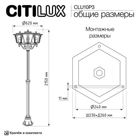 Уличный парковый светильник Citilux Forts (Фортс) CLU10P3