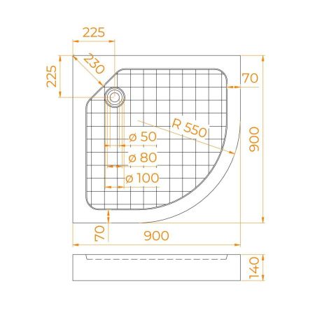 Душевой поддон из стеклопластика RGW SMC 57350499-01 90х90 белый с ножками