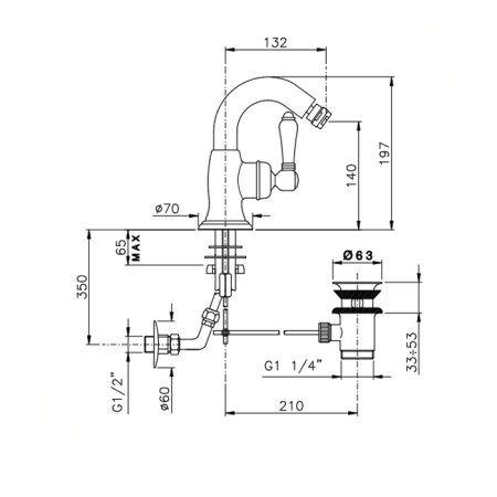 Смеситель Nicolazzi Petit Mont Blanc 3455CR76C на биде хром