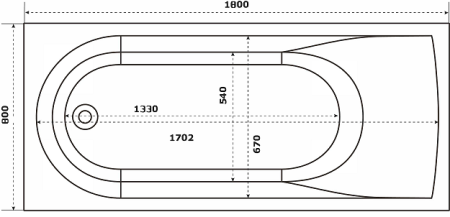 Ванна из литьевго мрамора Bas Афина ВА00027 180х80 пристенная прямоугольная с каркасом