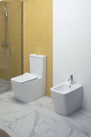 Чаша унитаза напольная Aquanet Tavr TAVR-C1 цвет белый без бачка с сиденьем микролифт безободковая каскадный смыв