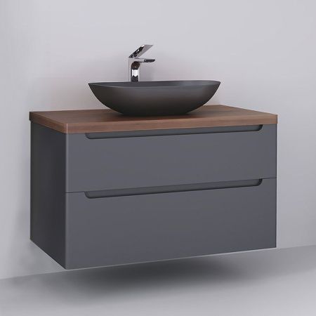 Тумба под раковину Jorno WOOD wood.01.100/P/GR 100х50 подвесная цвет серый