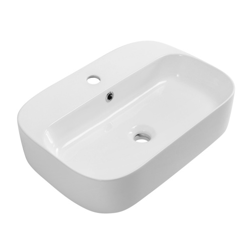 Раковина керамическая Cezares CZR-6616 39х56 накладная цвет белый 1 отверстие под смеситель - фото 2