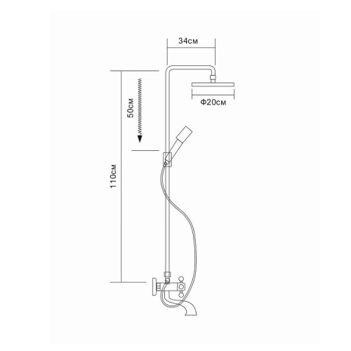 Душевая стойка D-Lin D10A12 настенная цвет хром - фото 2